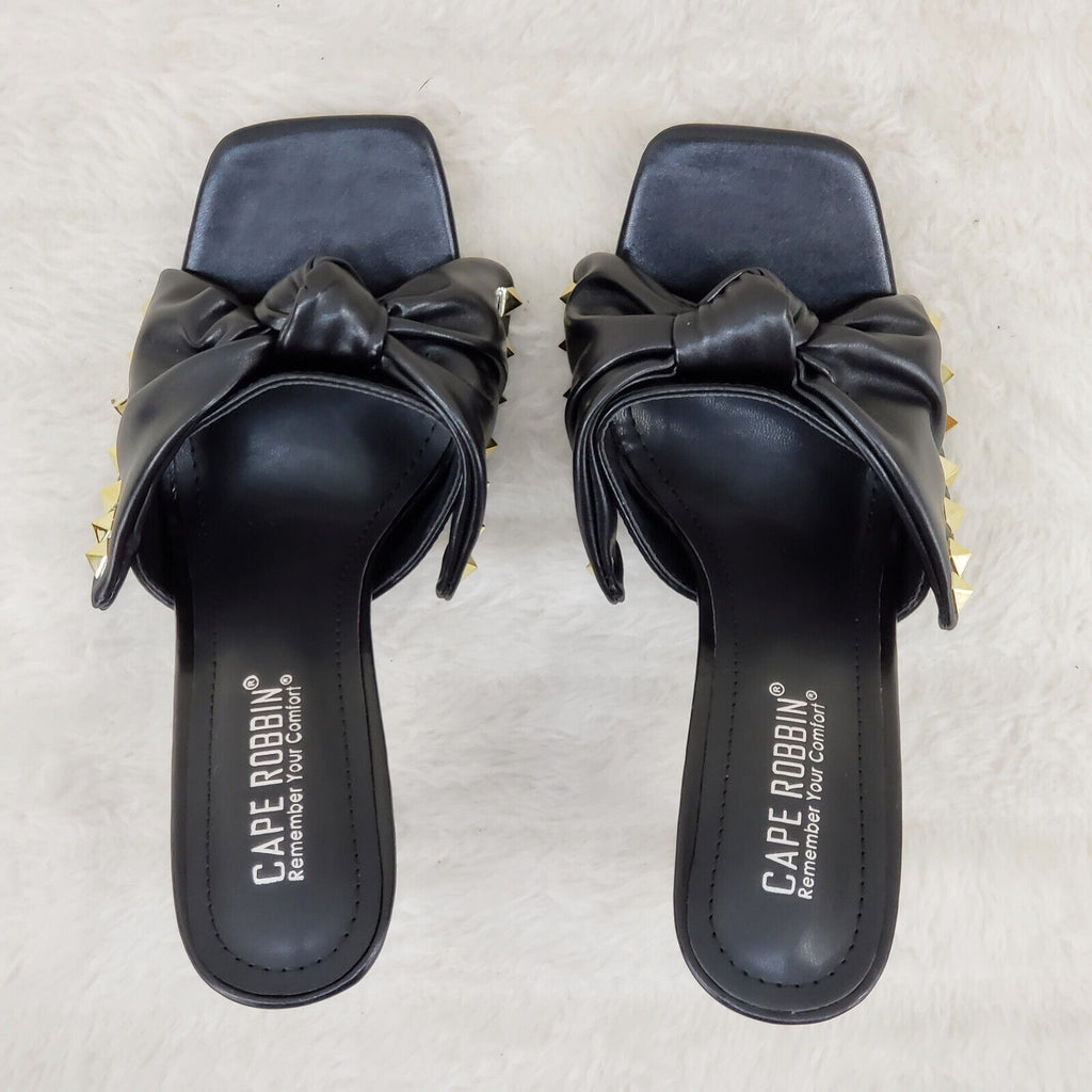 Darian Slip On Black Open Toe High Heel Clogs Mules Slides - Totally Wicked Footwear