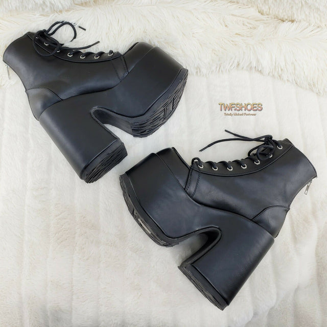 Demonia 203 Camel Stacked Matte Platform Goth Punk Ankle Boots RESTOCKED NY - Totally Wicked Footwear