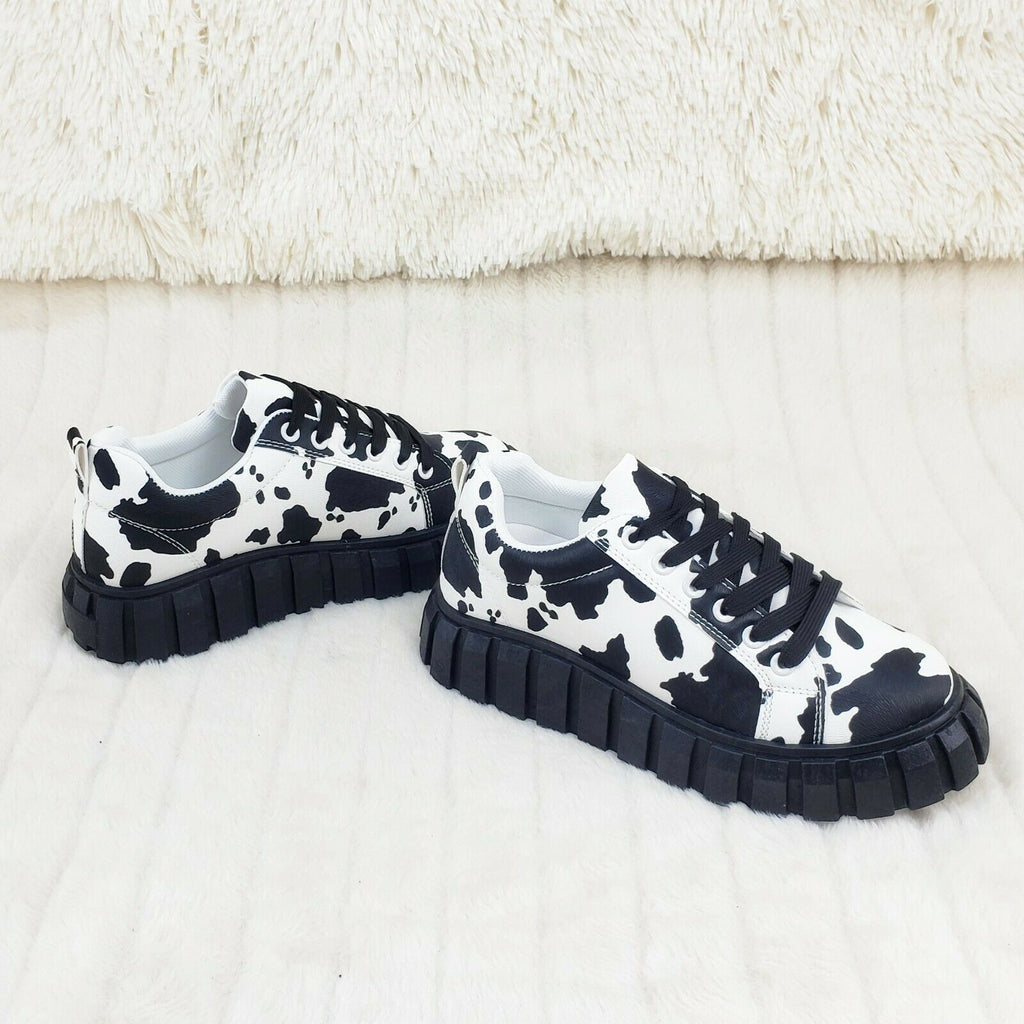 Dream Woman's Cow Print Low Top Chunky sole Sneakers  6-10 - Totally Wicked Footwear