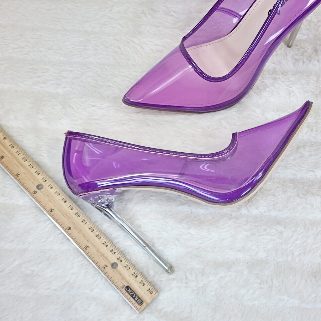 PVC Jelly Translucent High Heel Pointy Toe Stiletto Pumps Shoes Purple Baker - Totally Wicked Footwear