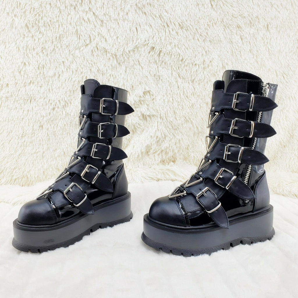 Demonia Slacker 160 Multi Strap Goth Punk Platform Calf Boots IN STOCK NY - Totally Wicked Footwear