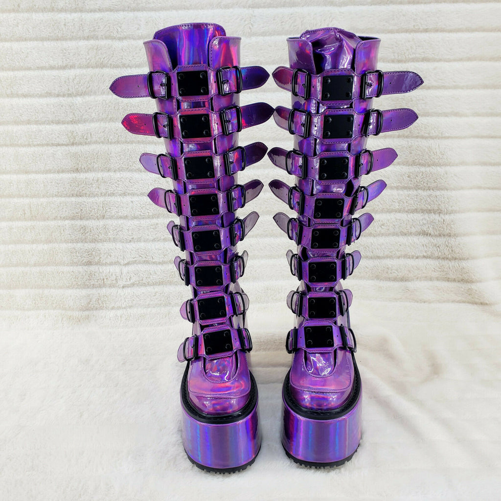 Swing 815 Purple hologram Goth Punk Knee Boot 5.5" Platform In House - Totally Wicked Footwear