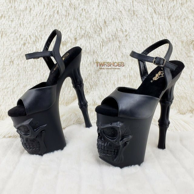 Rapture Black Matte Skull & Bones 8" High Heel Platform Shoes 5-10 NY - Totally Wicked Footwear