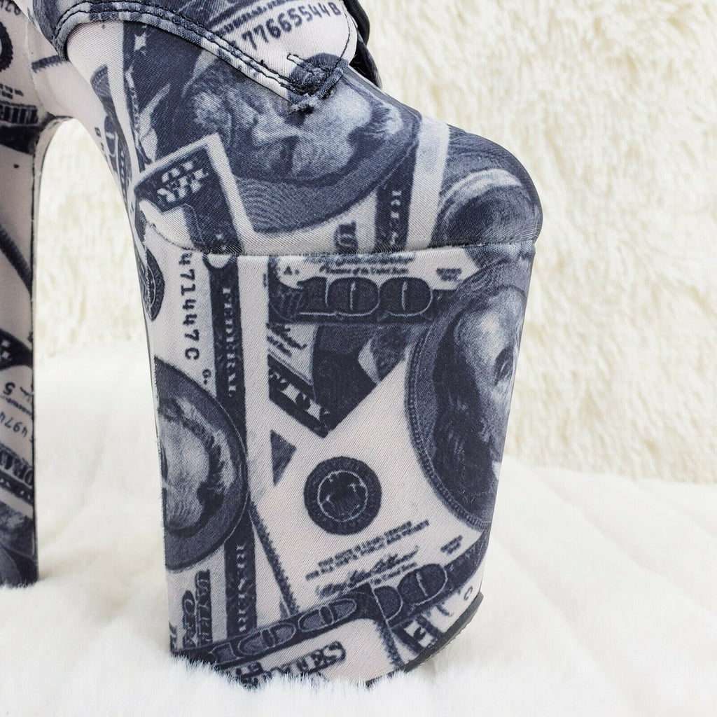 Flamingo 1020DP Money Print Platform 8" High Heel Lace Up Ankle Boots 6-12 NY - Totally Wicked Footwear