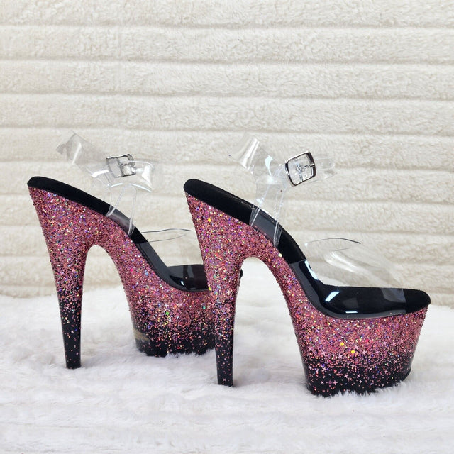 Adore 708SS Pink Hologram Ombre Platform Shoes Sandals 7" High Heel Shoes NY - Totally Wicked Footwear