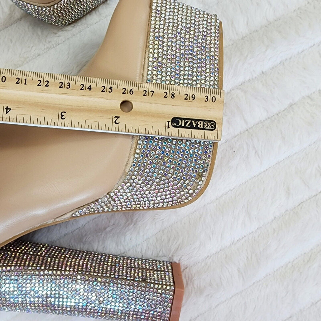Nikki Cream Leatherette Rhinestone Platform Chunky Heel Ankle Boots - Totally Wicked Footwear