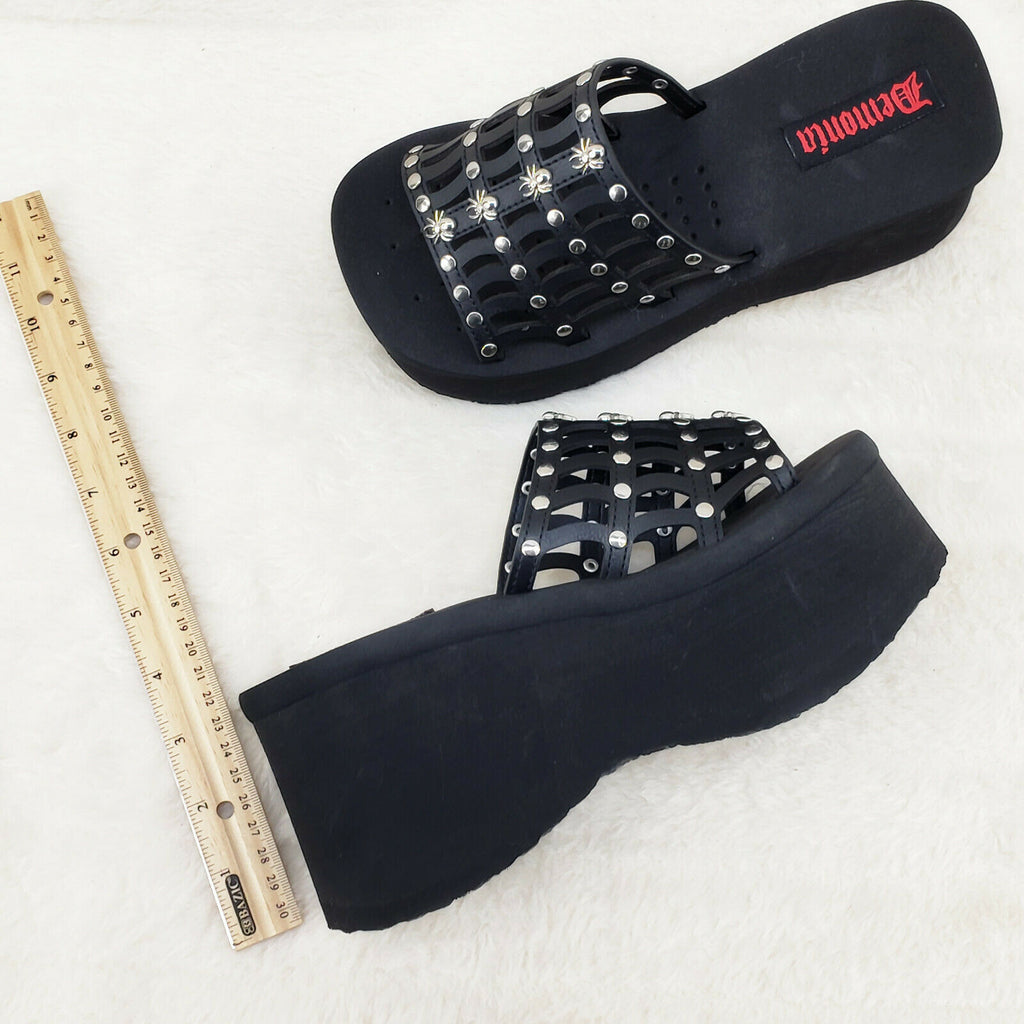 Funn Platform Goth Cut Out Web Sandals Spider Studs Slip On Shoes In House - Totally Wicked Footwear