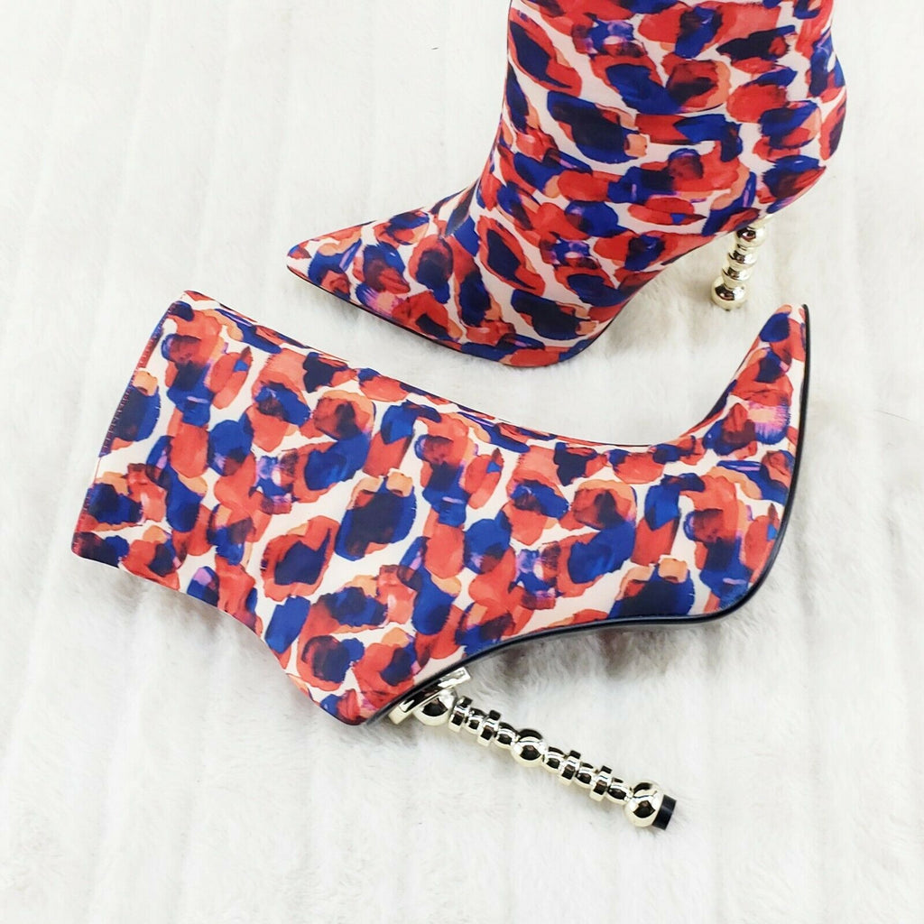 5" Geo Deco High Heel Multi Color Print Pointy Toe Ankle Boots Shawna - Totally Wicked Footwear