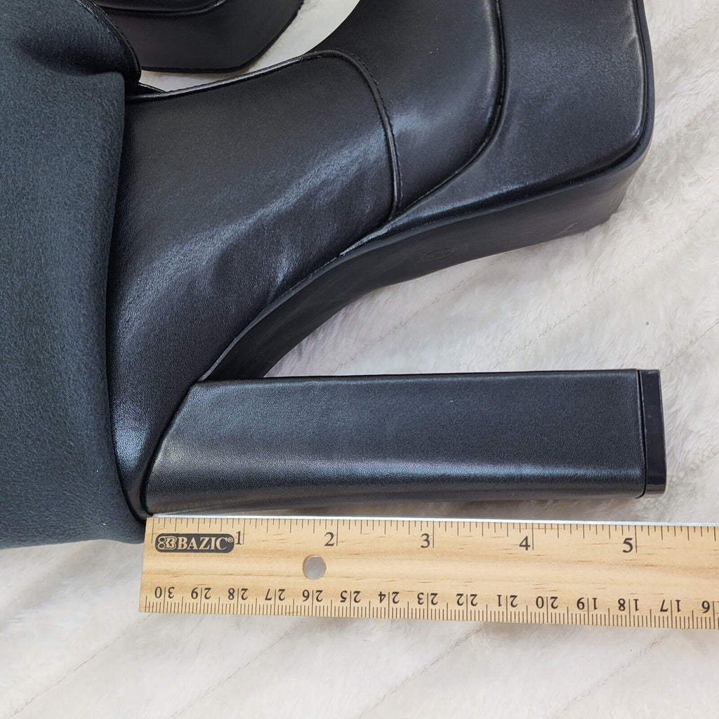 Riches Black Skirted Chunky Heel Pull On Platform Boots - Totally Wicked Footwear