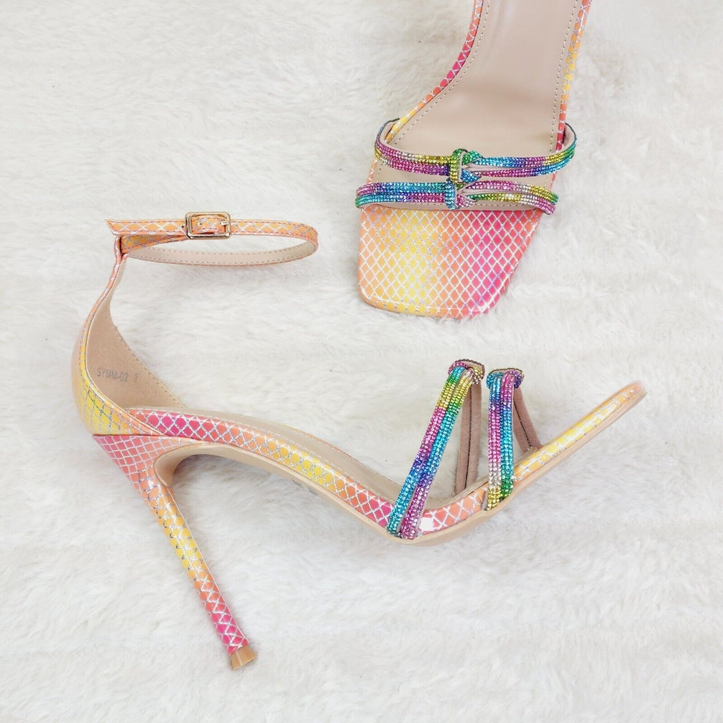 Symm Colorful Rhinestone Strap High Heel Stiletto Shoes - Totally Wicked Footwear
