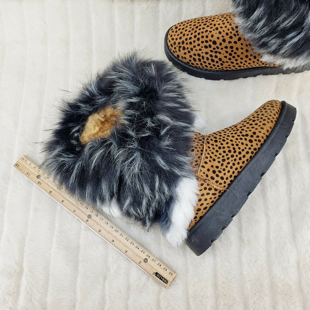 Chi Chi Cheetah Print Faux Fur Thick Lined Winter Boots - Totally Wicked Footwear