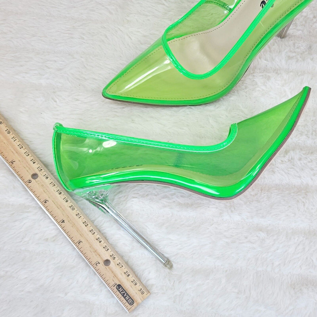 PVC Jelly Translucent High Heel Pointy Toe Stiletto Pumps Shoes Green Baker - Totally Wicked Footwear