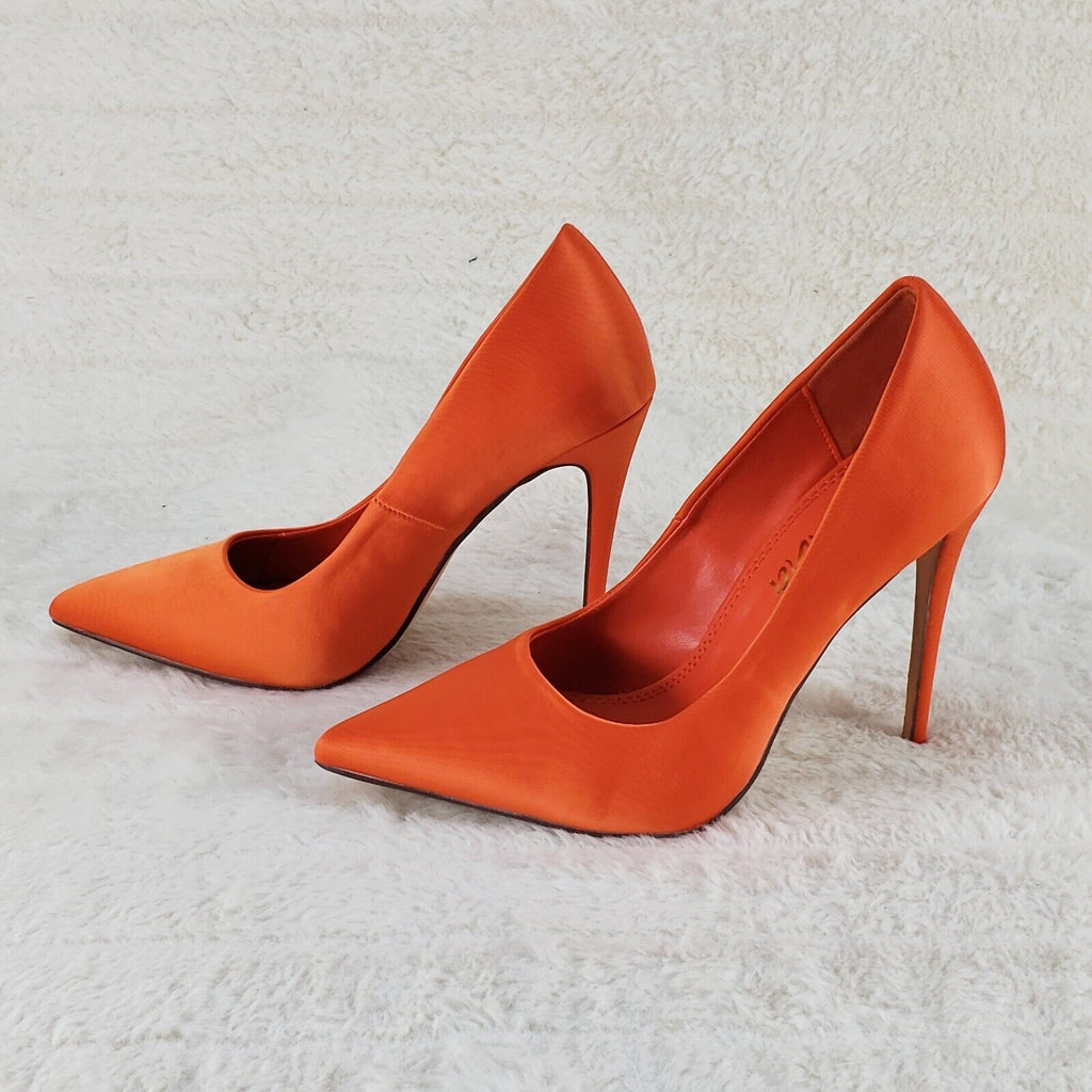 Fabulous Orange Satin Pointy Toe n High Heel Pumps 7-11 - Totally Wicked Footwear