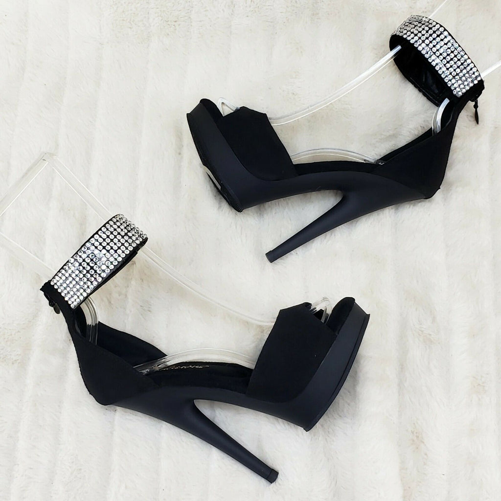 Sultry 625 Black Faux Suede 6" High Heels Platform Sandal Shoes NY - Totally Wicked Footwear