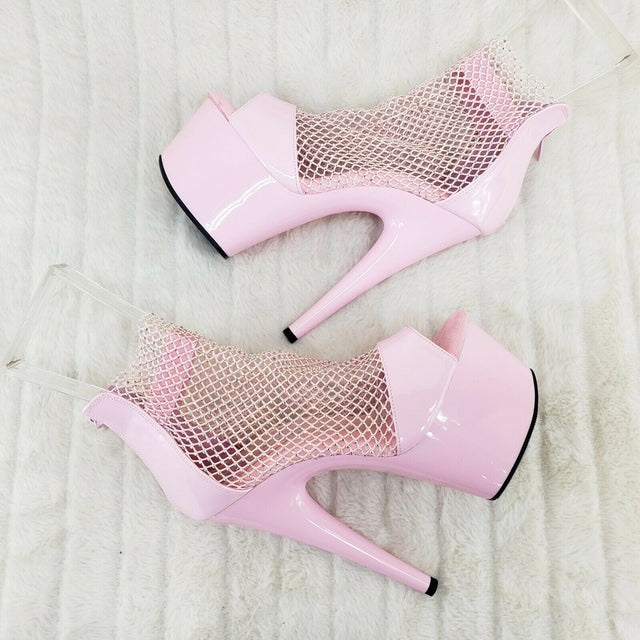 Adore 765RM Baby Pink Rhinestone Mesh Platform Sandals 7" High Heel Shoes NY - Totally Wicked Footwear