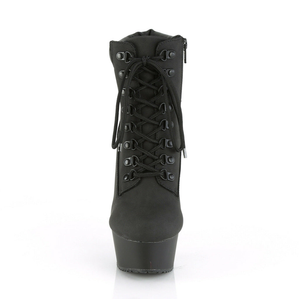 Delight 600tl Black Nubuck Work Style 6" High Heel Ankle Boots US Size 7 - 14 NY - Totally Wicked Footwear