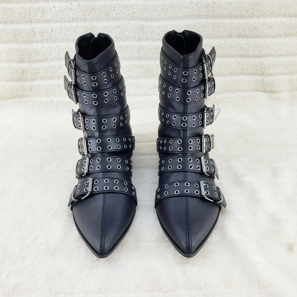 Wicked Warlock 70 Multi Strap Winklepicker Ankle Boots Mens Matte NY IN HOUSE - Totally Wicked Footwear