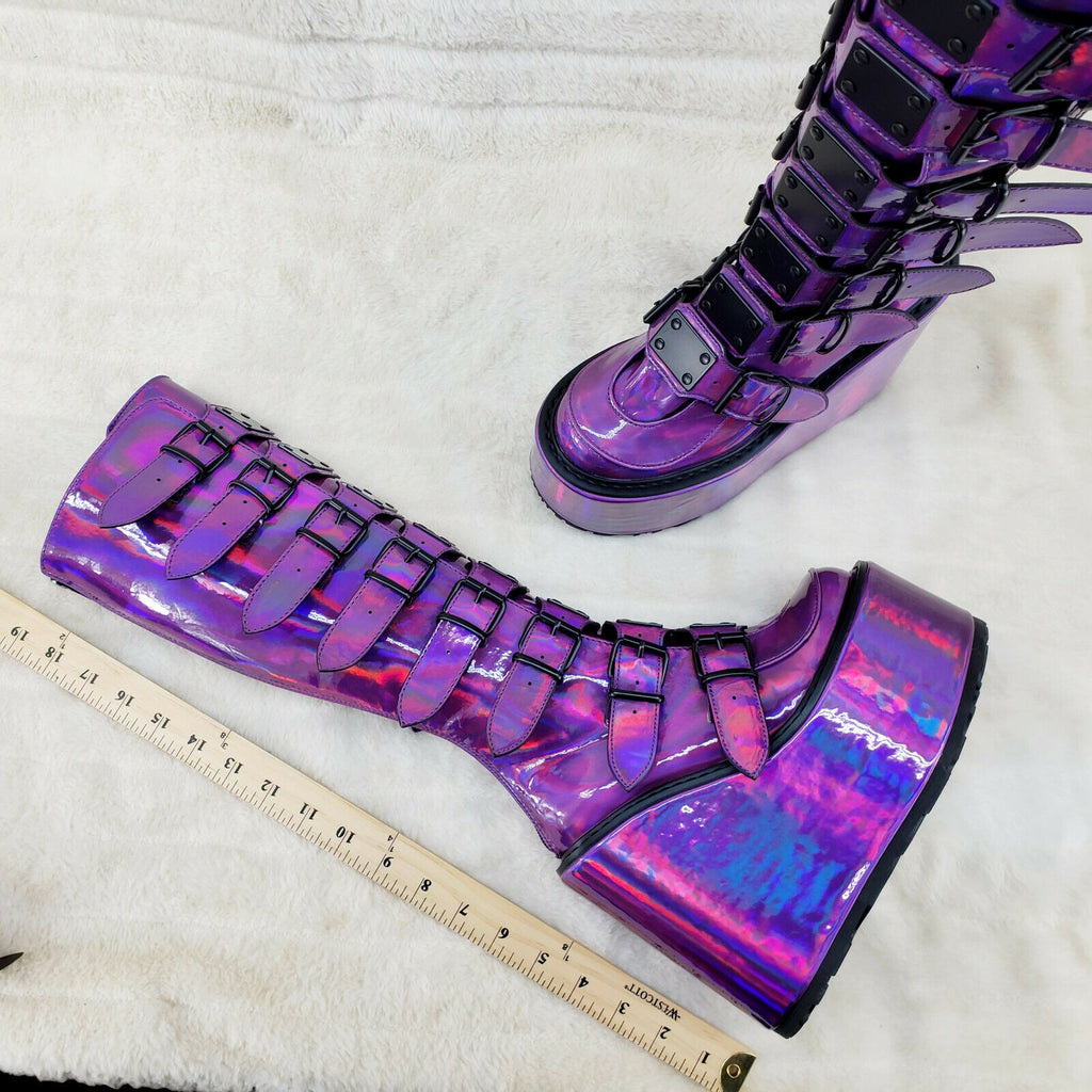 Swing 815 Purple hologram Goth Punk Knee Boot 5.5" Platform In House - Totally Wicked Footwear