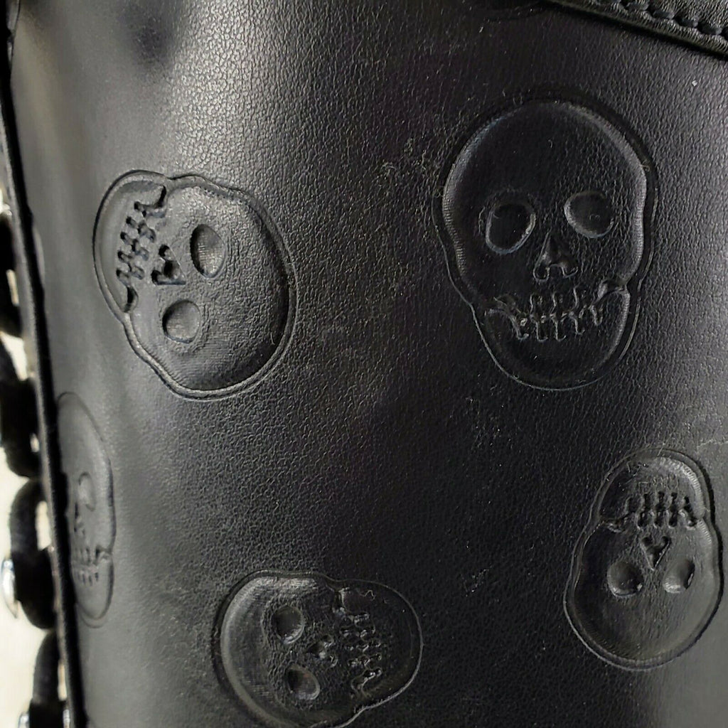 Demonia Scene 107 Black Platform Goth Punk Skull Shaft Knee Boots NY IN STOCK - Totally Wicked Footwear