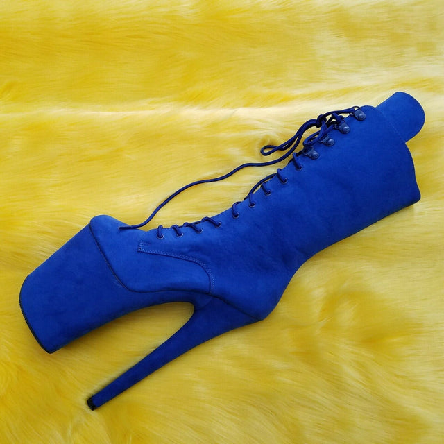 Flamingo 1050FS Blue Vegan Suede 8" High Heel Platform Mid Calf Boots 6 11 12 NY - Totally Wicked Footwear