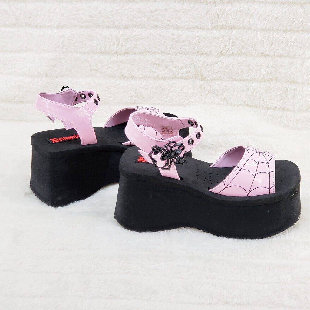 Funn Platform Goth Spider Web Sandals Ankle Strap Wedge Shoes Pink In House - Totally Wicked Footwear