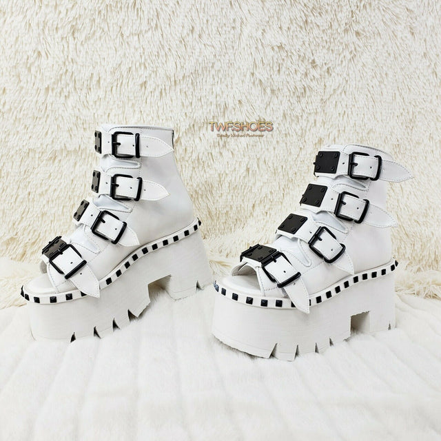 Demonia Ashes 70 White 3.5" Platform Heel Goth Punk Sandal Boots NY - Totally Wicked Footwear