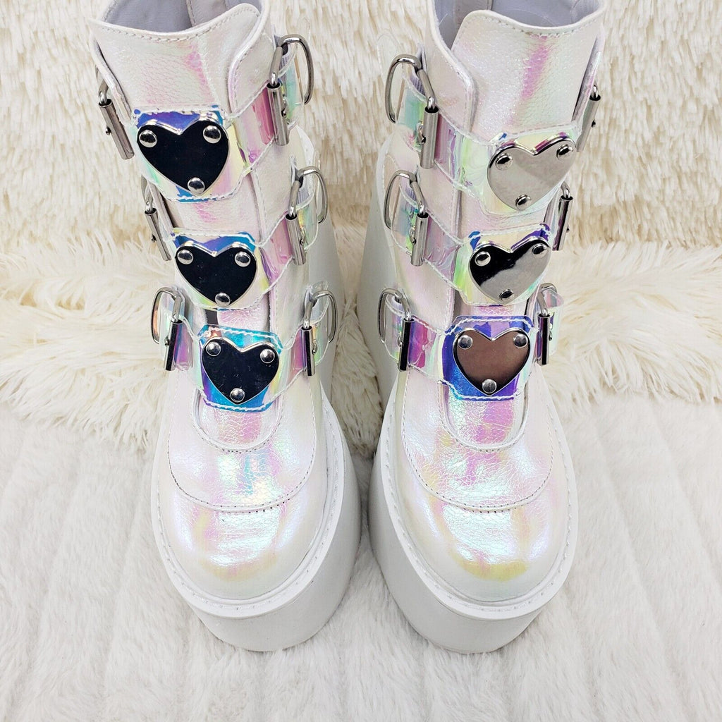 Swing 105 White Pearl Colorful Effects Ankle Boot 5.5" Platform NY DEMONIA - Totally Wicked Footwear