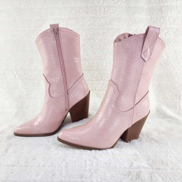 Slayer Pink Snake Cowgirl Cowboy Ankle Boots Western Block Heels US Sizes 7-11 - Totally Wicked Footwear