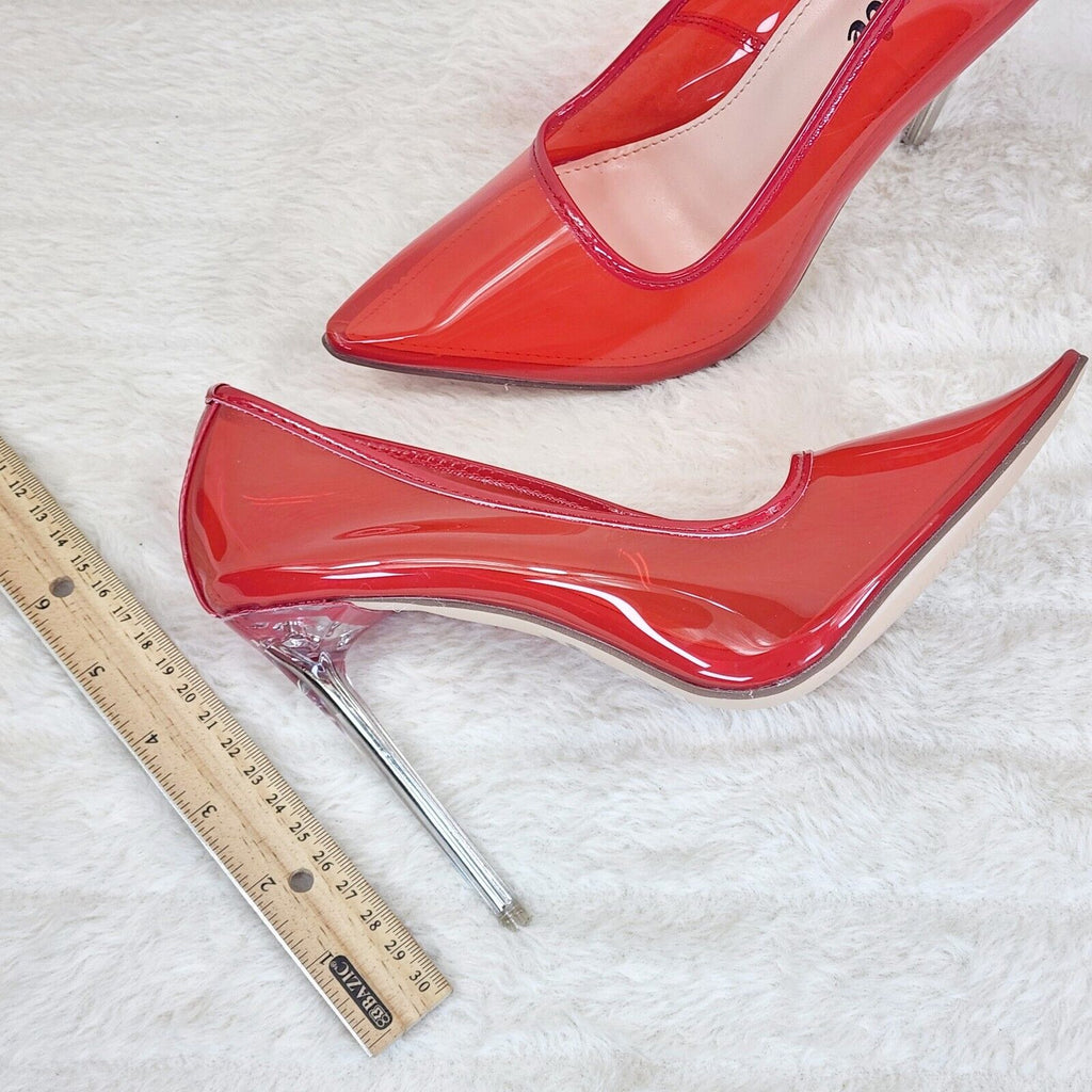 PVC Jelly Translucent High Heel Pointy Toe Stiletto Pumps Shoes Red Baker - Totally Wicked Footwear