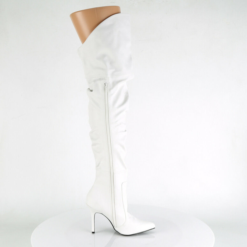 Classique 3011 White Scrunch Slouch High Heel Thigh Boots US Size 11 & 13 NY - Totally Wicked Footwear