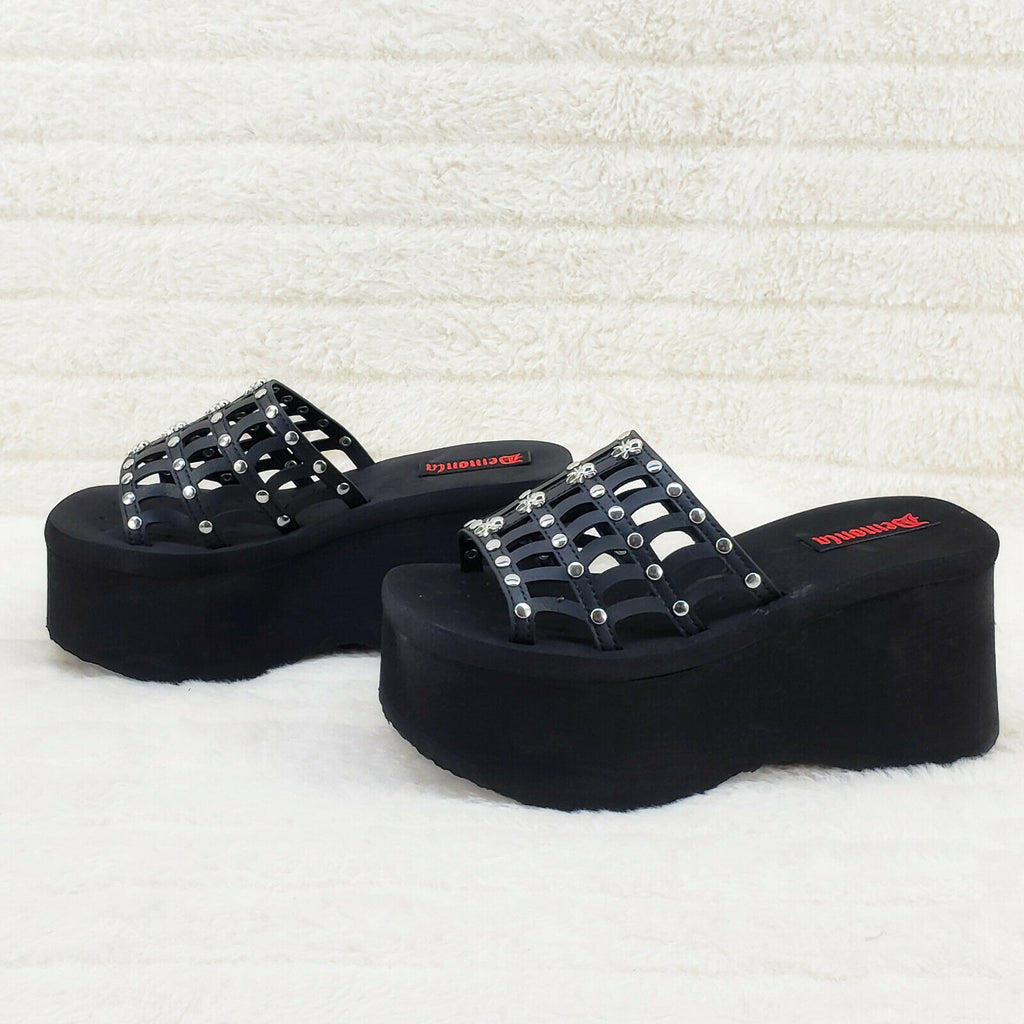 Funn Platform Goth Cut Out Web Sandals Spider Studs Slip On Shoes In House - Totally Wicked Footwear