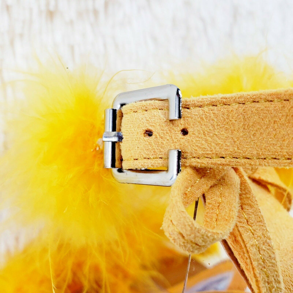 Yellow Marabou Feather Platform Shoes Sandals 6" High Heel Sandals Shoes - Totally Wicked Footwear