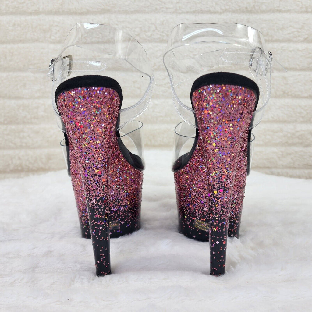 Adore 708SS Pink Hologram Ombre Platform Shoes Sandals 7" High Heel Shoes NY - Totally Wicked Footwear