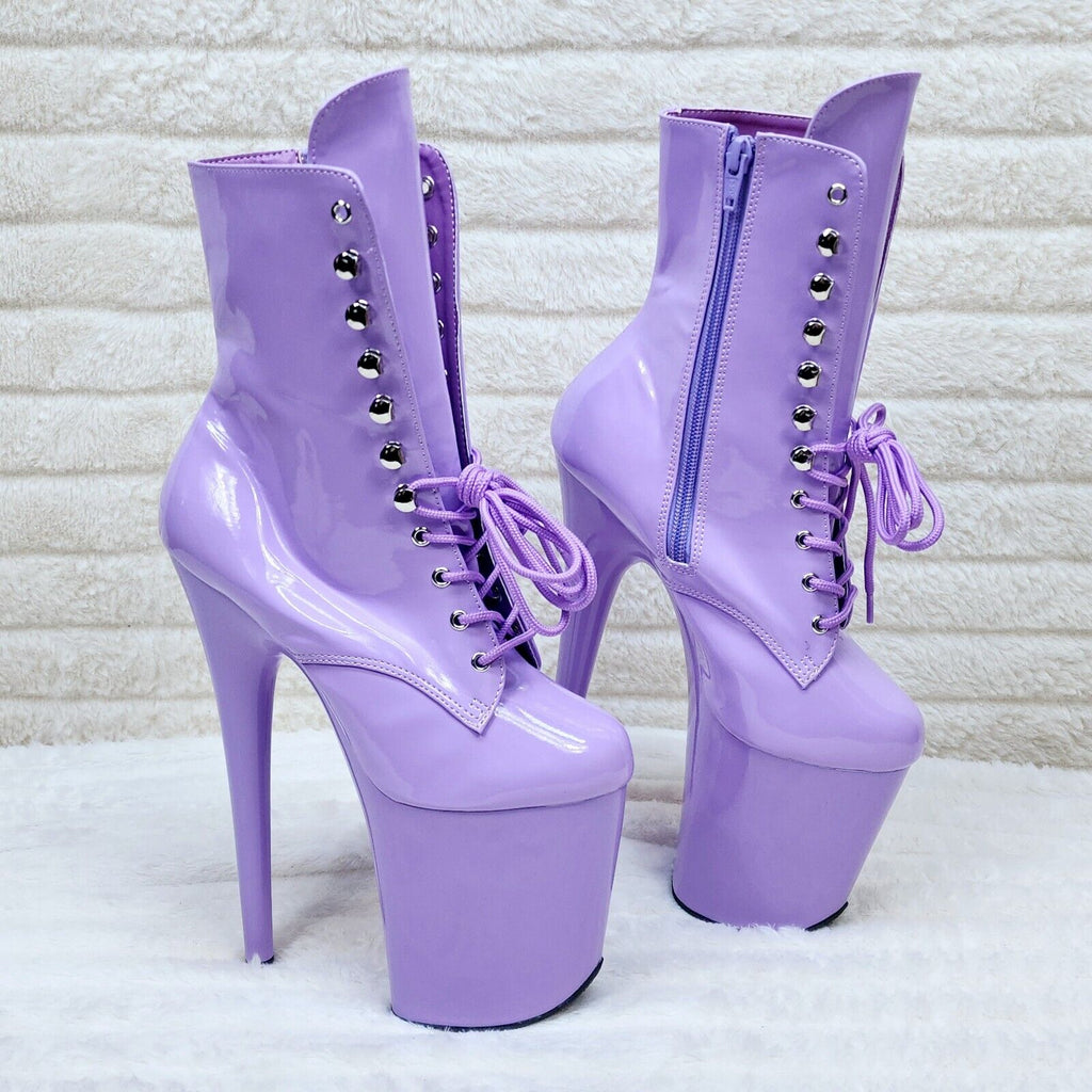 Flamingo 1020 Lilac Purple Patent 8" Heel Platform Ankle Boots US 6-12 NY - Totally Wicked Footwear