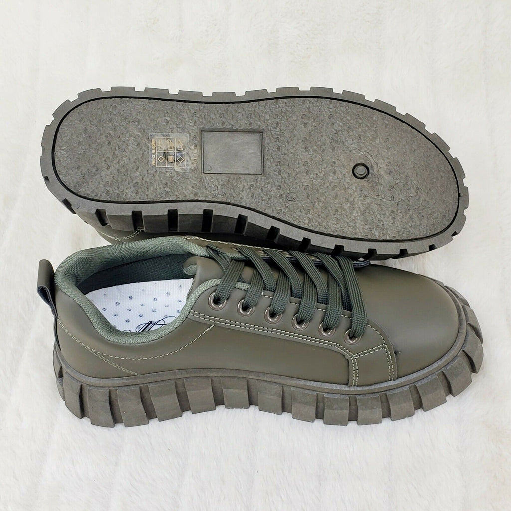 Dream Woman's Olive Green Low Top Chunky sole Sneakers  6-10 - Totally Wicked Footwear
