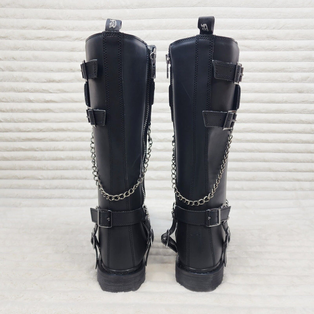 Bolt 415 Goth Combat Biker Knee Boots Black Matte Men Sizes IN HOUSE NY DEMONIA - Totally Wicked Footwear