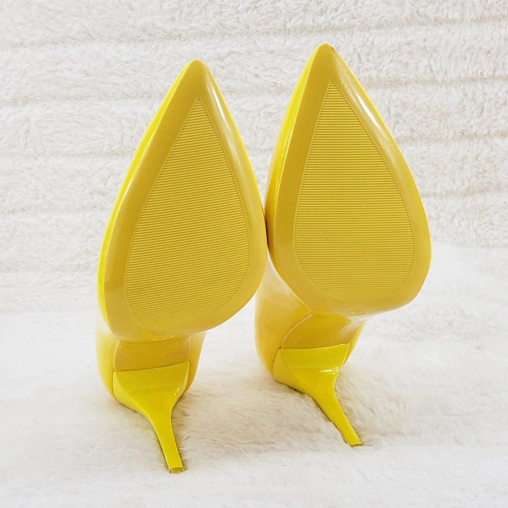 Fabio Yellow Patent High Heel Shoes Pointy Toe Pump 7-11 - Totally Wicked Footwear
