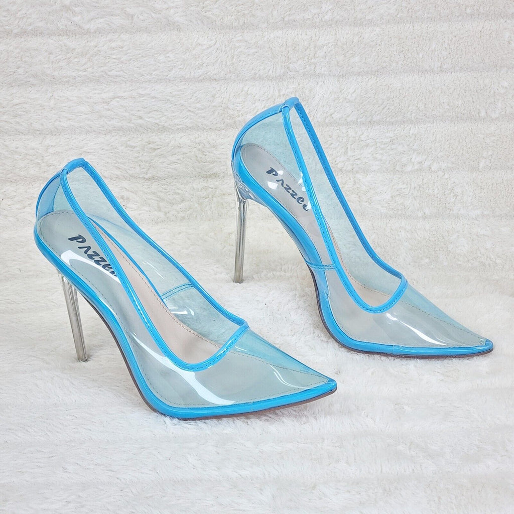 PVC Jelly Translucent High Heel Pointy Toe Stiletto Pumps Shoes Blue Baker - Totally Wicked Footwear