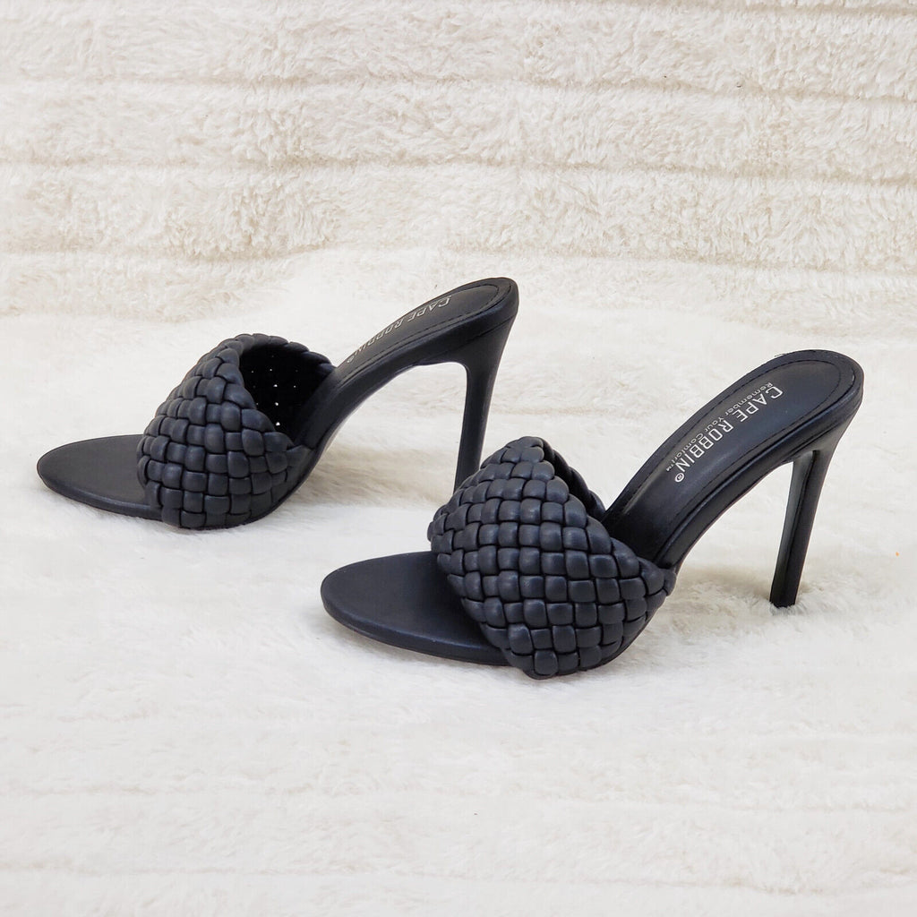 Anson Slip On Black Open Toe High Heel Clogs Mules Slides - Totally Wicked Footwear