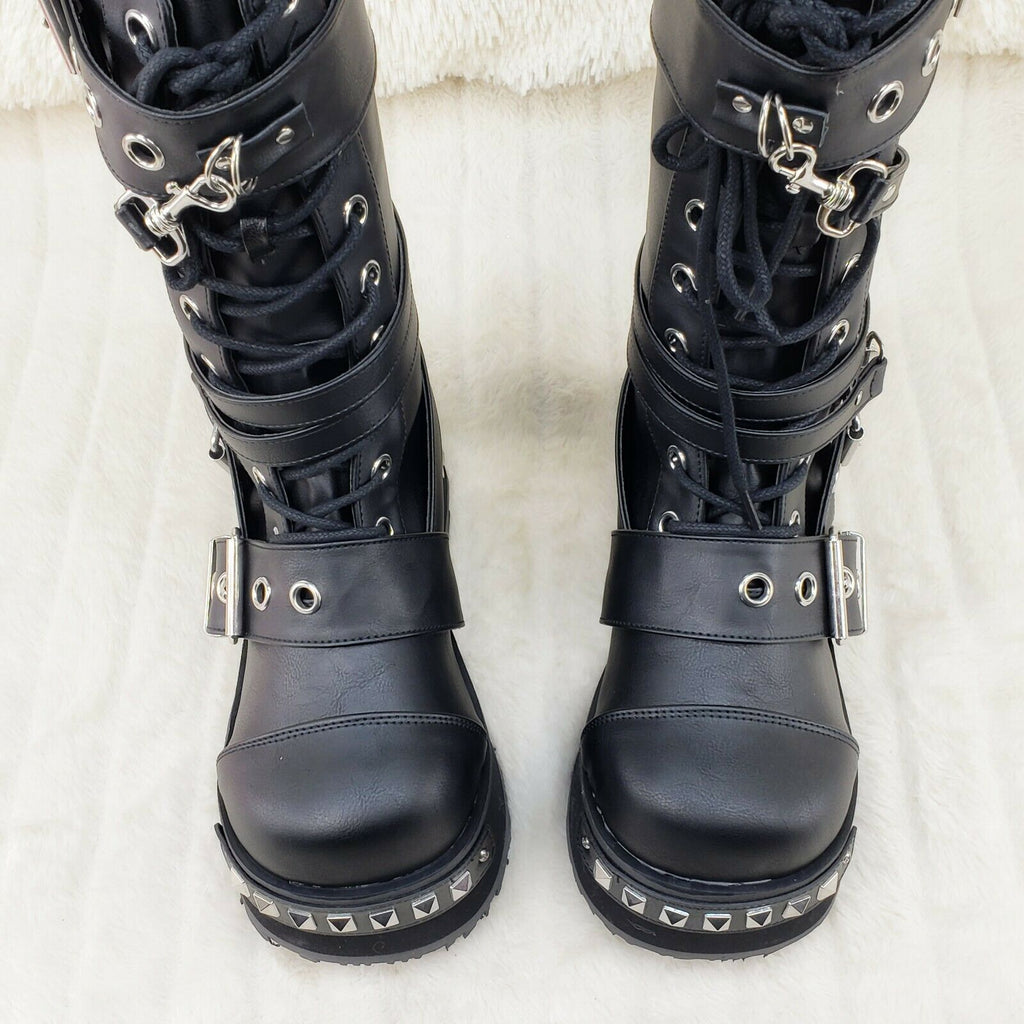 Trashville 250 Multi Strap Goth Punk Rock 3.25" Platform Boot Black Restocked NY - Totally Wicked Footwear