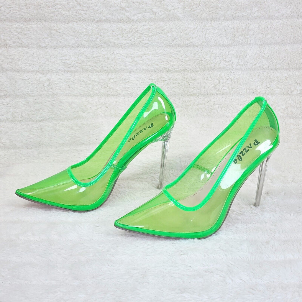 PVC Jelly Translucent High Heel Pointy Toe Stiletto Pumps Shoes Green Baker - Totally Wicked Footwear