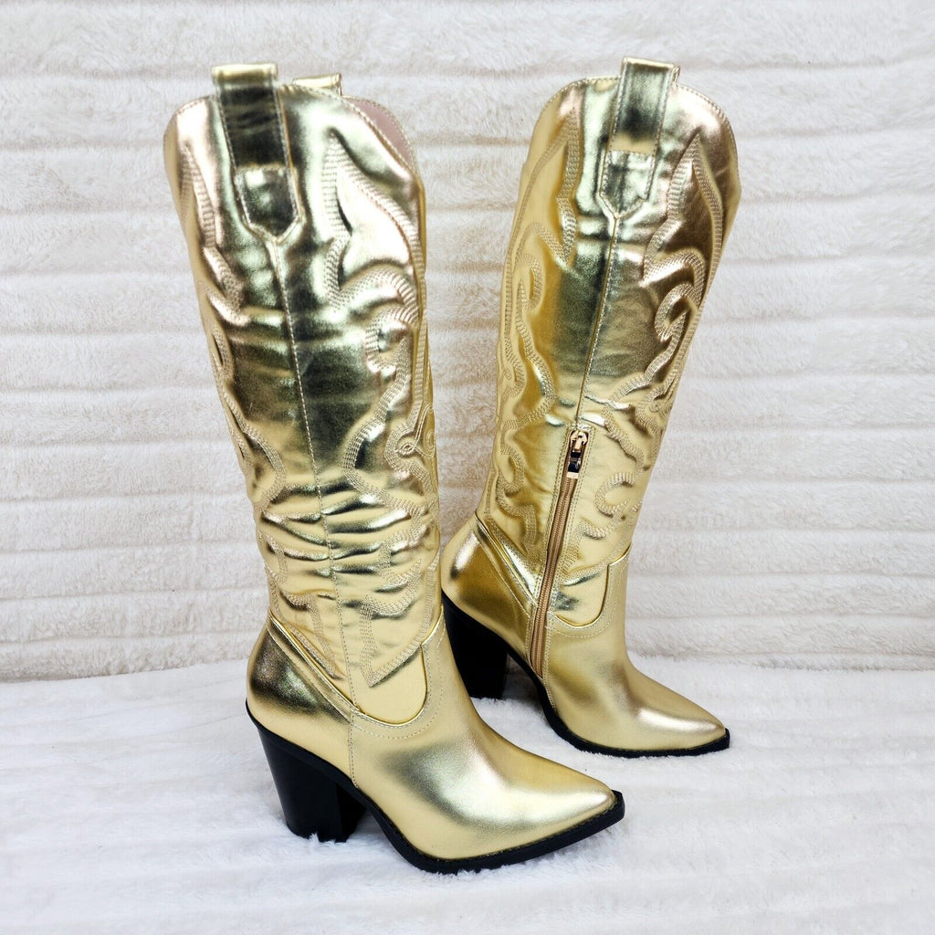 Texan Gold Western Knee High Cowgirl Boots - Totally Wicked Footwear