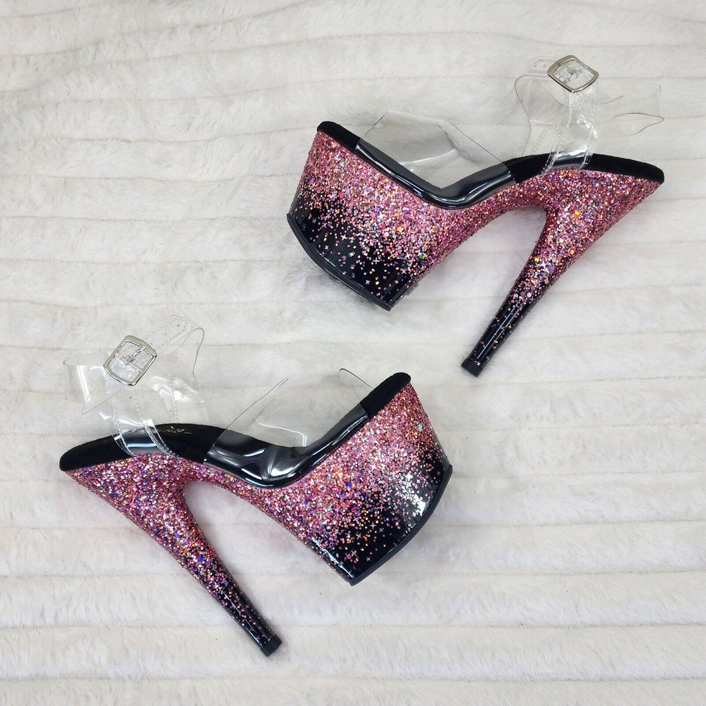 Adore 708SS Pink Hologram Ombre Platform Shoes Sandals 7" High Heel Shoes NY - Totally Wicked Footwear