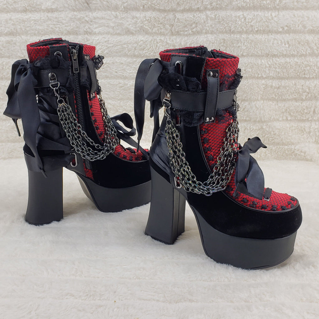 Charade 110 Goth Lolita Chain Chunky Platform Punk Ankle Boots IN HOUSE - Totally Wicked Footwear