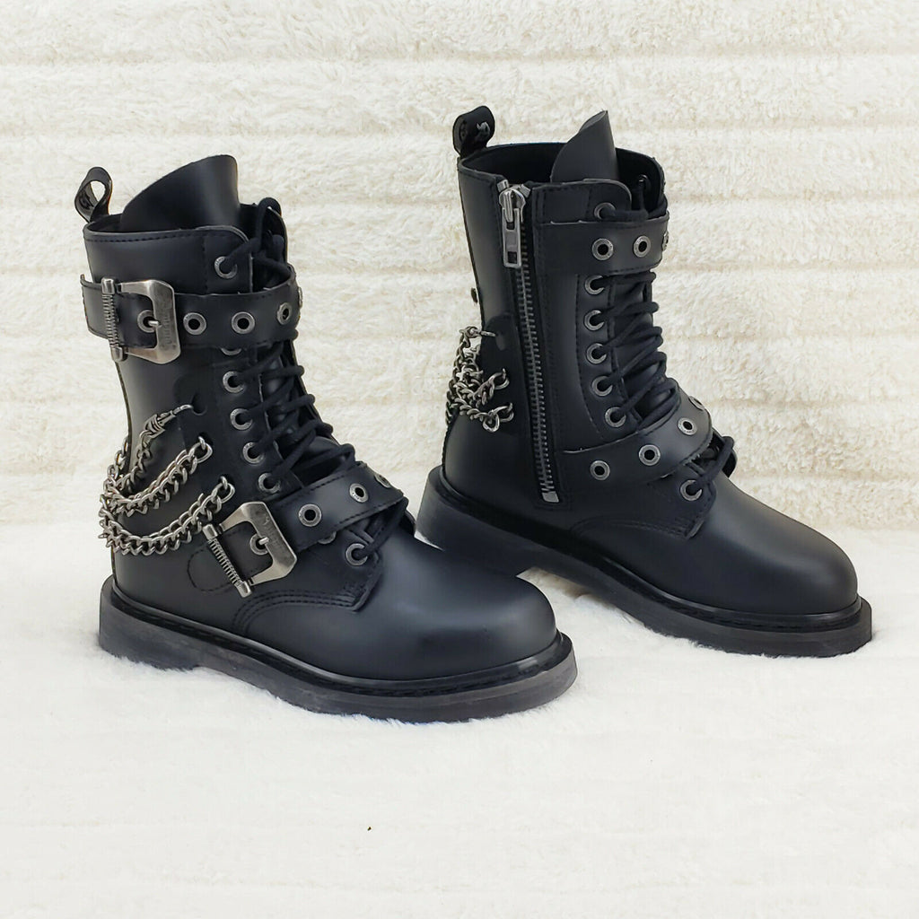 Bolt 250 Goth Combat Biker Ankle Boots Black Matte Men Sizes IN HOUSE NY - Totally Wicked Footwear