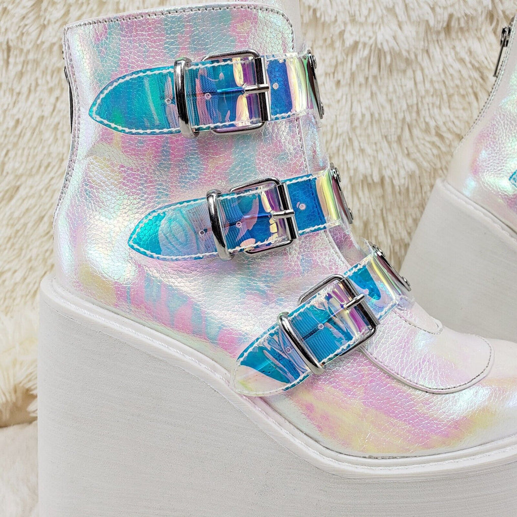 Swing 105 White Pearl Colorful Effects Ankle Boot 5.5" Platform NY DEMONIA - Totally Wicked Footwear