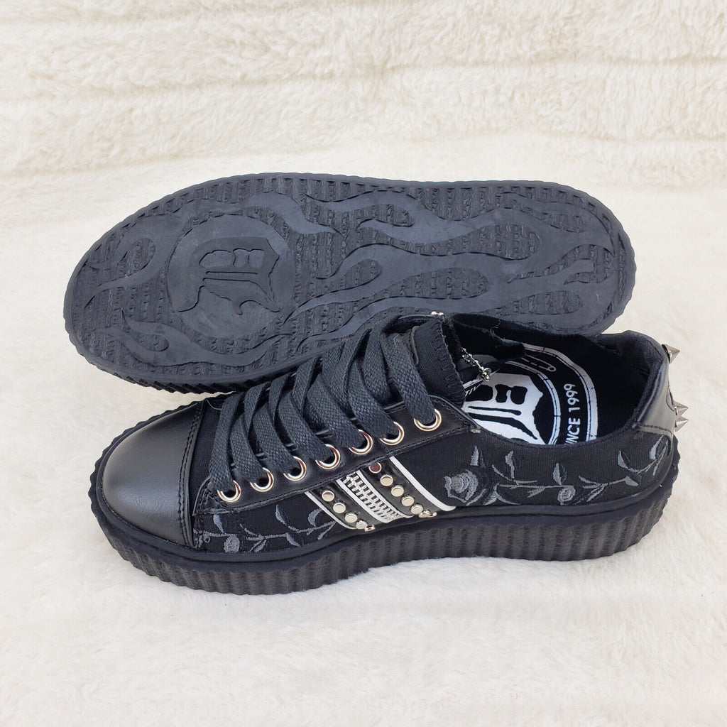 Sneeker Gothic Rose Embroidered Creeper Sneaker Punk Goth NY - Totally Wicked Footwear
