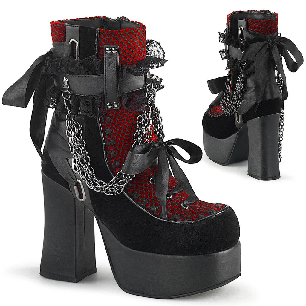 Charade 110 Goth Lolita Chain Chunky Platform Punk Ankle Boots IN HOUSE - Totally Wicked Footwear