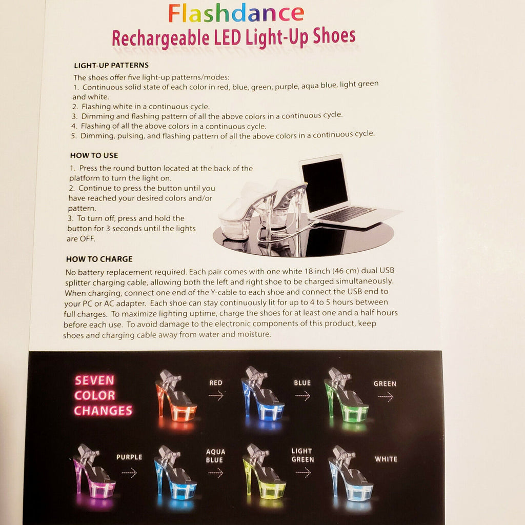 Flashdance 1020 LED Multi Light Up Platform Ankle Boots 7" High Heels NY - Totally Wicked Footwear