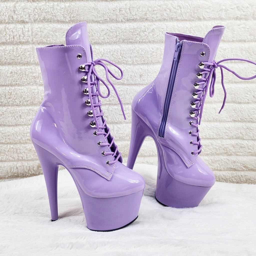 Adore 1020 Lavender Lilac Purple Patent  7" High Heel Platform Ankle Boots NY - Totally Wicked Footwear